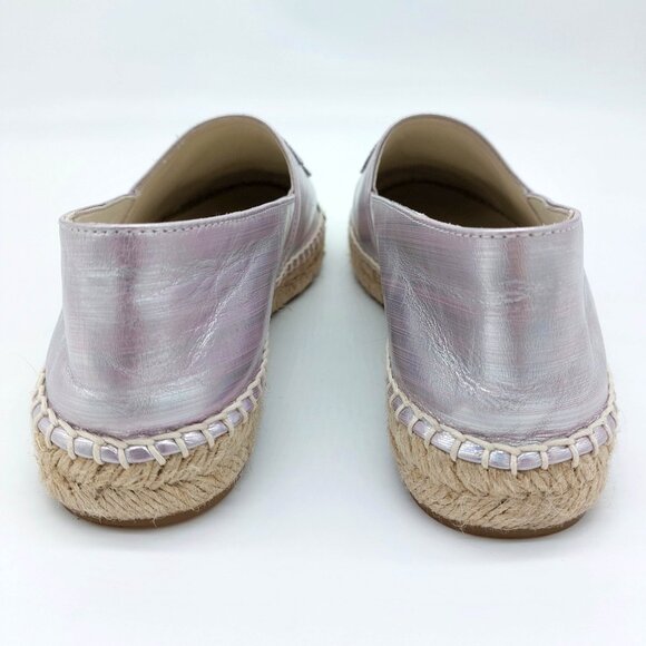 Chanel Espadrilles Laminated Lambskin Grosgrain Toe Caps Pink Silver Iridescent - Picture 4 of 12
